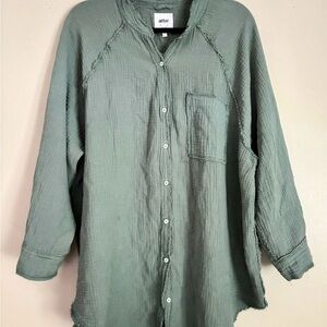 Aerie Oversized Gauze Shirt- Sage Green